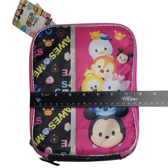 Disney Tsum Tsum Lunch Box Bag Insulated Black Pink Glitter Minnie Mouse Stitch - Picture 6 of 8